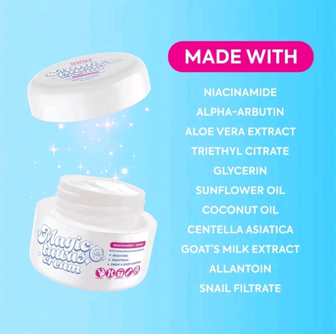HIKARI SKIN ESSENTIAL MAGIC TAWAS CREAM 10G NIACINAMIDE + ALPHA ARBUTIN + SNAIL EXTRACT