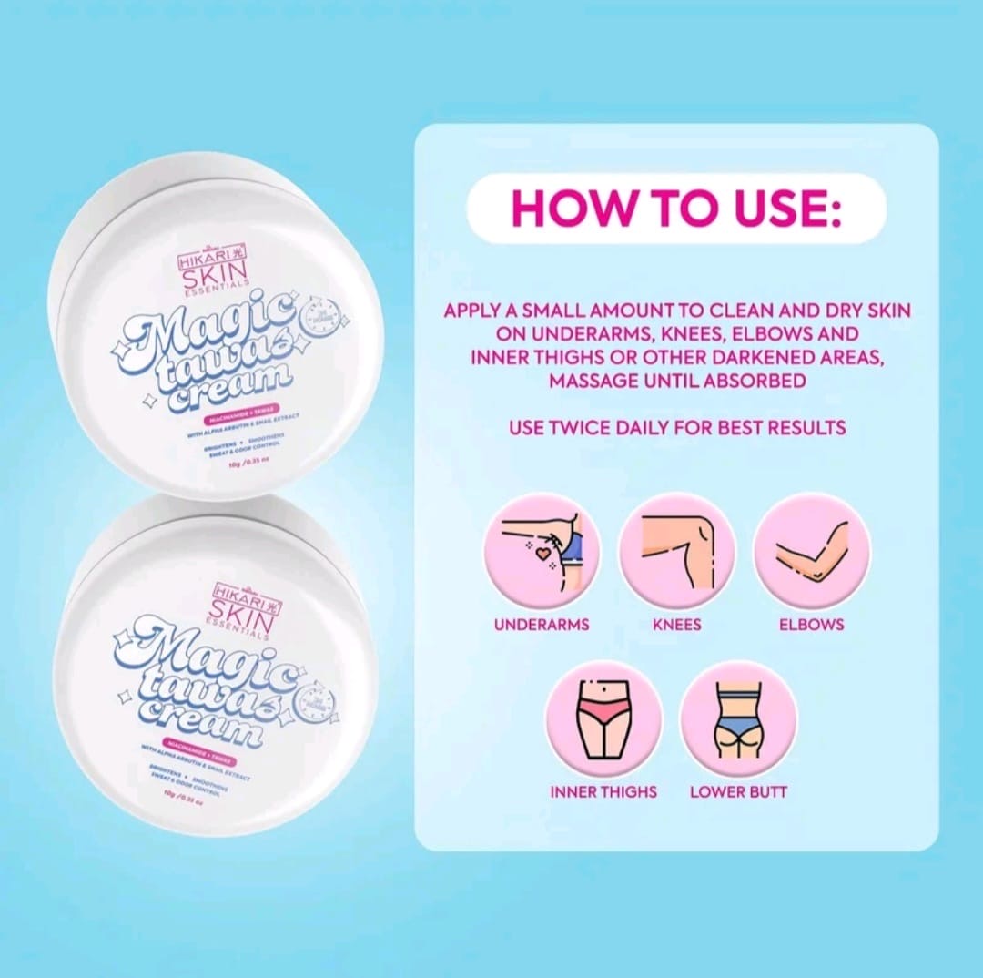 HIKARI SKIN ESSENTIAL MAGIC TAWAS CREAM 10G NIACINAMIDE + ALPHA ARBUTIN + SNAIL EXTRACT