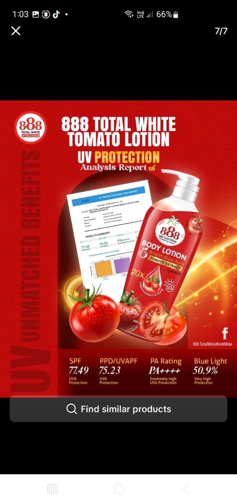888 BODY LOTION BRIGHT GLOW AURA TOMATO EXTRACT 500ML