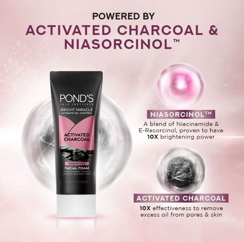 POND'S Bright Miracle
ULTIMATE OIL CONTROL
Facial Foam 50g
NIASORCINOL +
ACTIVATED CHARCOAL