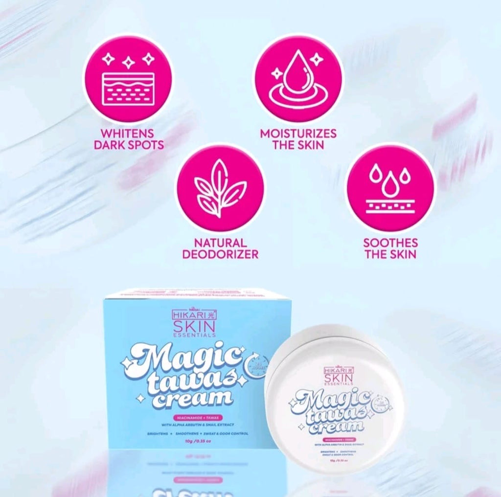 HIKARI SKIN ESSENTIAL MAGIC TAWAS CREAM 10G NIACINAMIDE + ALPHA ARBUTIN + SNAIL EXTRACT