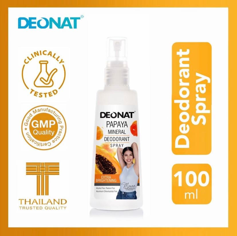DEONAT Papaya Mineral
Deodorant Spray 100ml
Extra Brightening Alcohol &
Paraben Free
