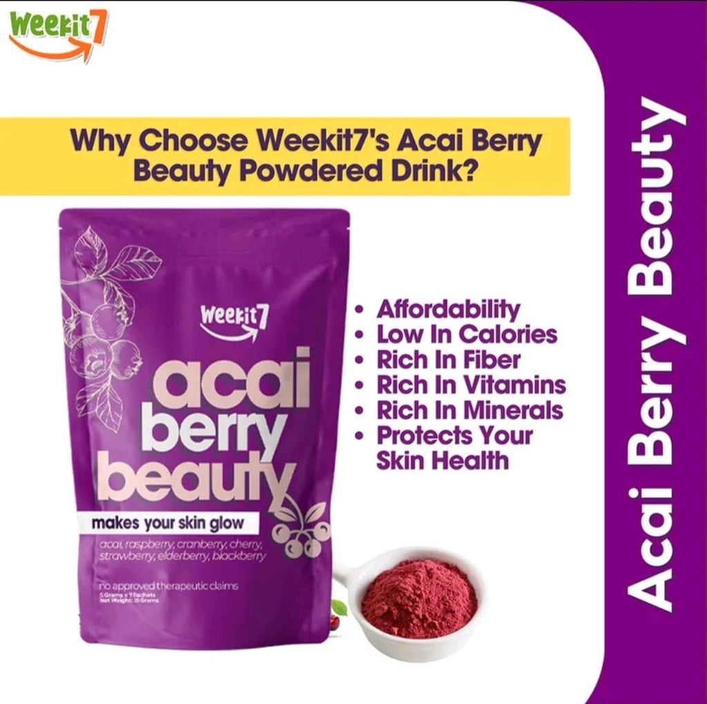 WeekIt7 ACAI BERRY
BEAUTY DRINK 7-sachets
7-in-1 Mixed Berries Drink