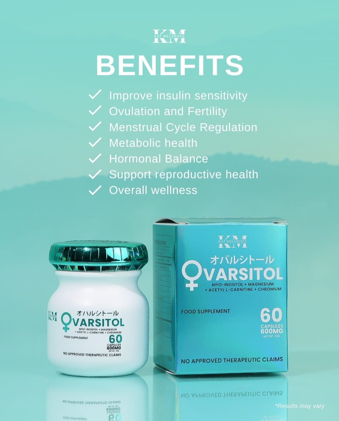 OVARSITOL 600mg 60-Capsules
MYO-INOSITOL + MAGNESIUM
ACETYL L-CARNITINE + CHROMIUM