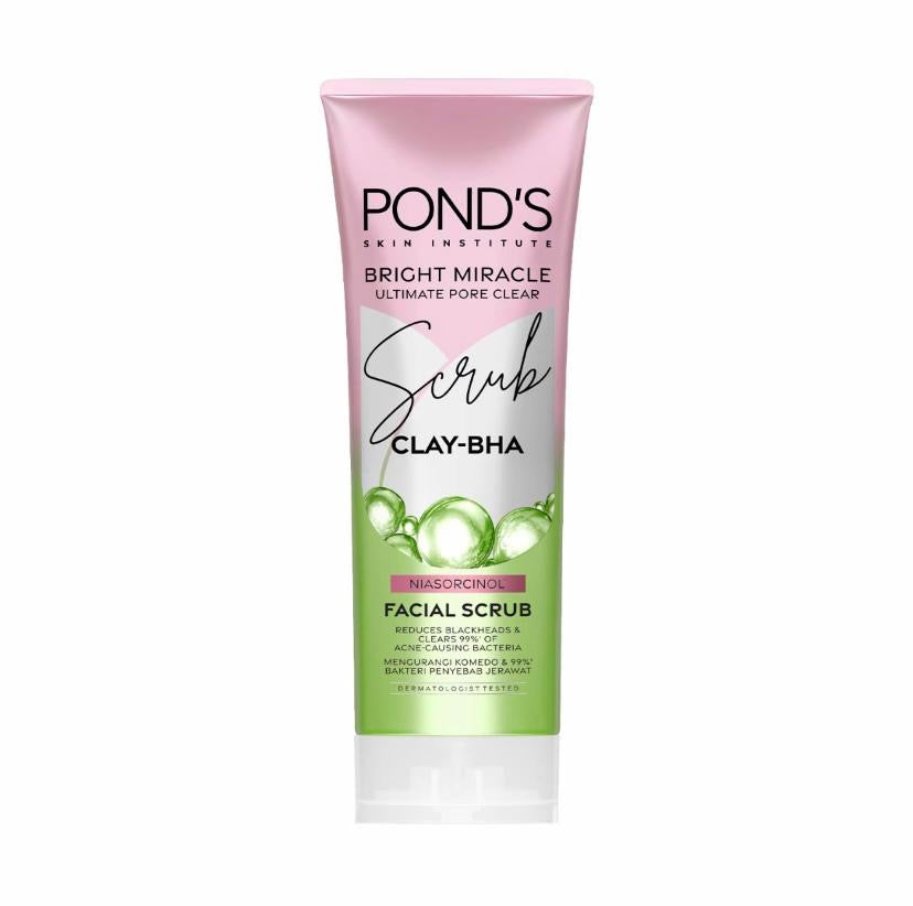 POND'S Bright Miracle
ULTIMATE PORE CLEAR
Facial Scrub 50g (TUBE)
NIASORCINOL + CLAY-BHA