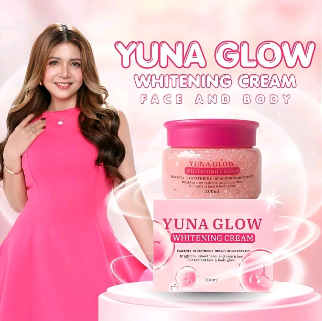 BMRS YUNA GLOW WHITENING CREAM 200ML
PLACENTA + GLUTATHIONE + DRAGON BLOOD EXTRACT