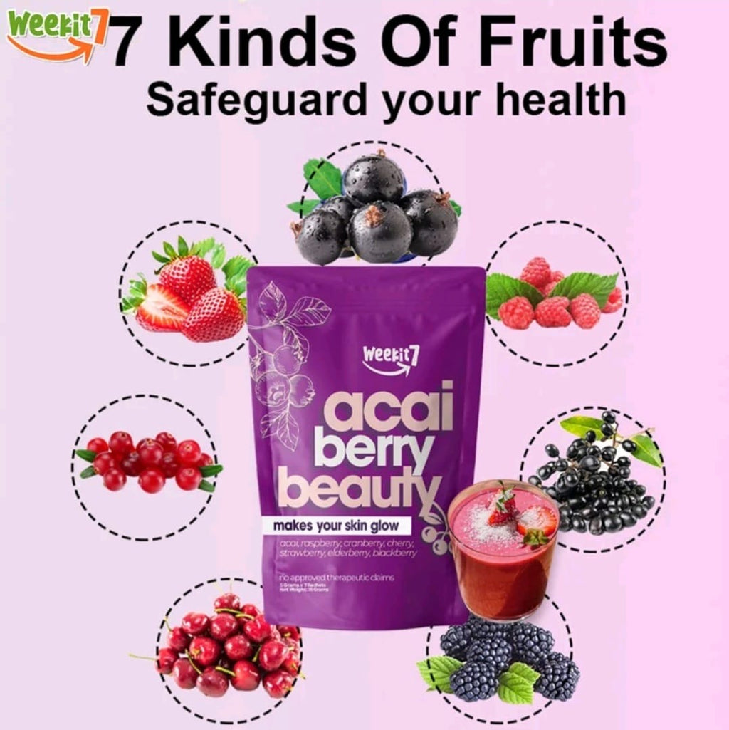 WeekIt7 ACAI BERRY
BEAUTY DRINK 7-sachets
7-in-1 Mixed Berries Drink