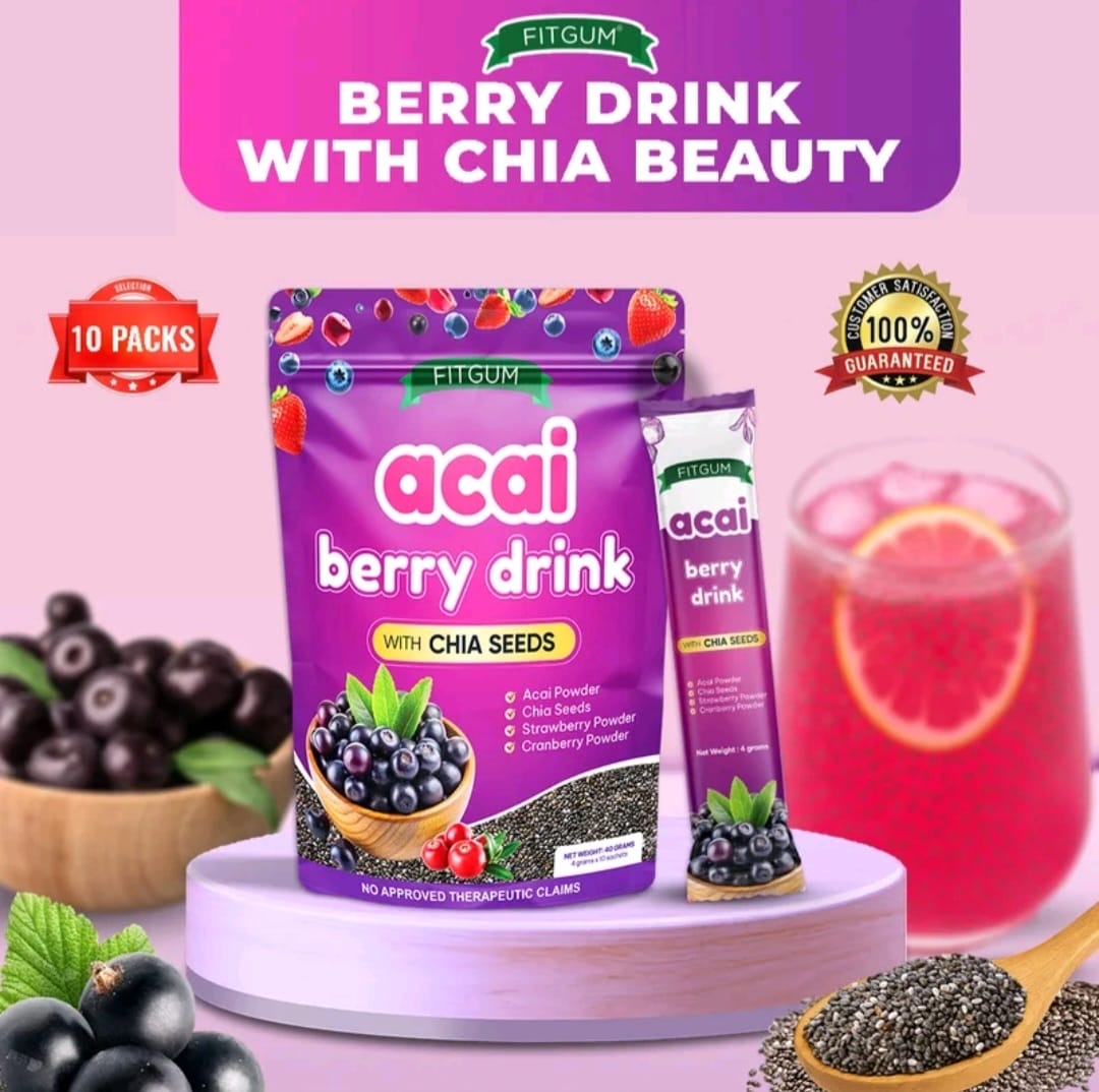 FITGUM Acai Berry Drink
with Chia Seeds 40g
4g x 10-sachets