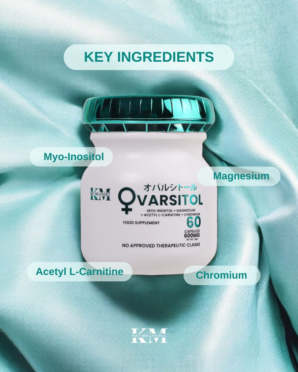 OVARSITOL 600mg 60-Capsules
MYO-INOSITOL + MAGNESIUM
ACETYL L-CARNITINE + CHROMIUM