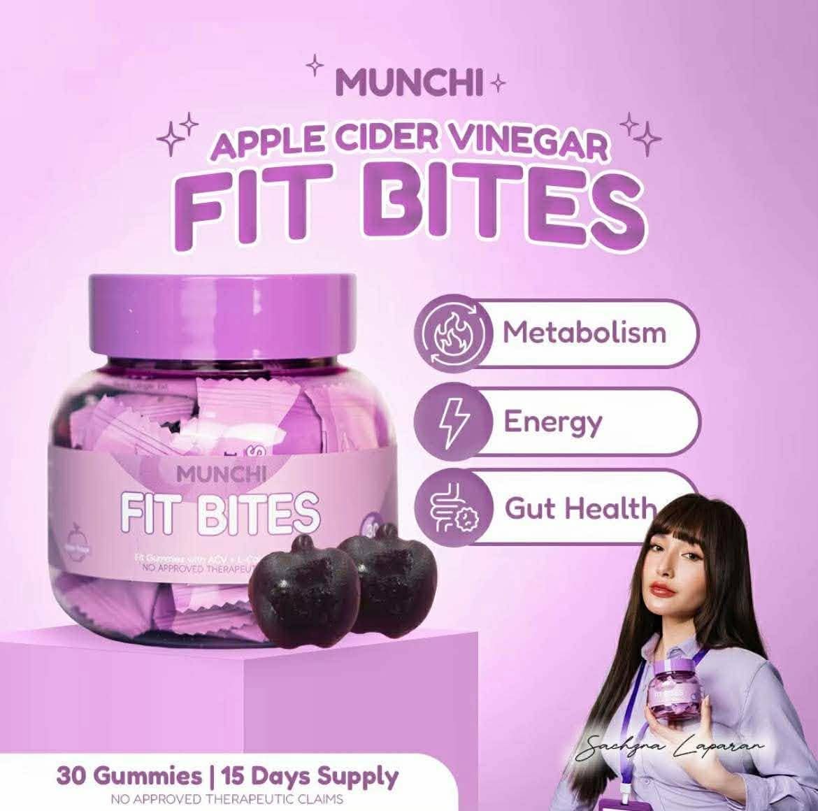 MUNCHI APPLE CIDER VINERGAR FIT BITES GUMMIES 30-PCS