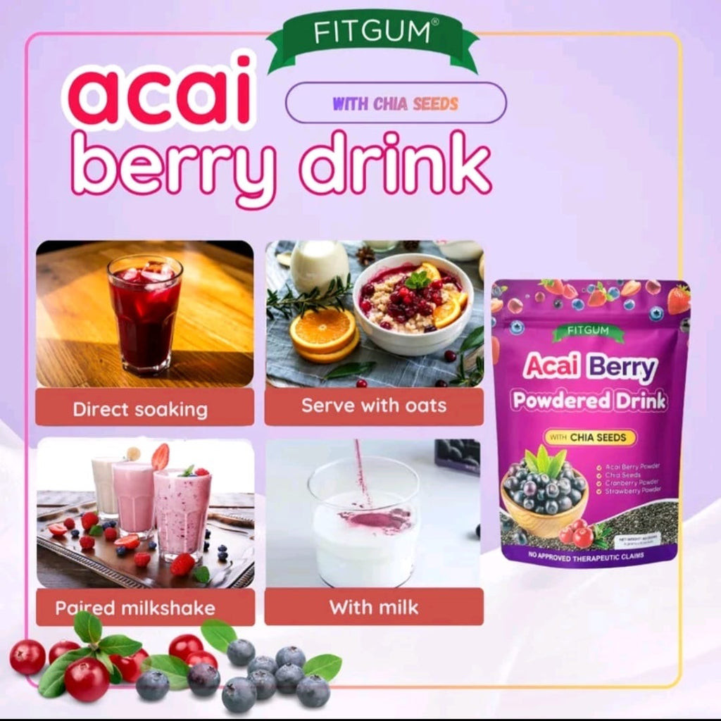 FITGUM Acai Berry Drink
with Chia Seeds 40g
4g x 10-sachets
