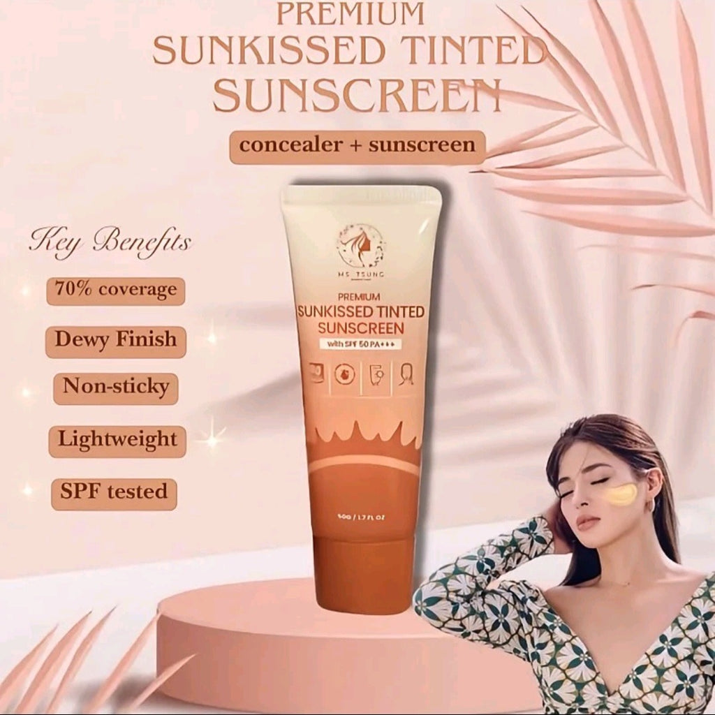 Ms. Tsung PREMIUM SUNKISSED TINTED SUNSCREEN 50g
SPF50+++ DEWY FINISHED CONCEALER + SUNSCREEN