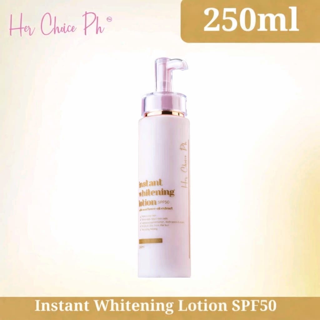 HER CHOICE PH INSTANT WHITENING LOTION 250ML SPF50 WITH SUNFLOWER OIL EXTRACT