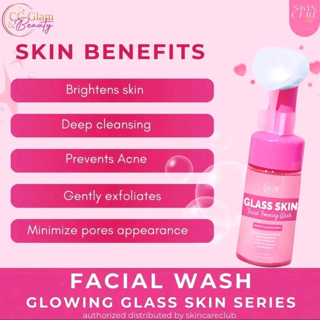 CC Glam & Beauty GLASS
SKIN Facial Foam Wash
100ml Whitening +
Anti-Acne + Exfoliates