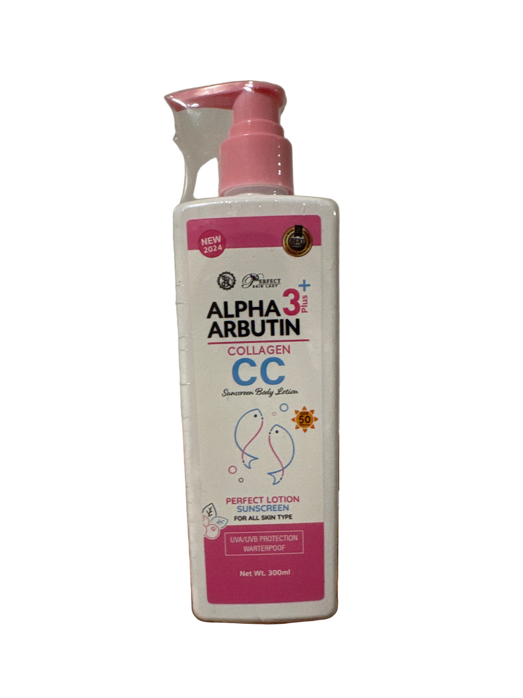 Perfect Skin Lady Alpha Arbutin 3Plus+
Collagen CC Sunscreen Body Lotion
SPF50 PA++ 300ml.
Waterproof UVB/UVA