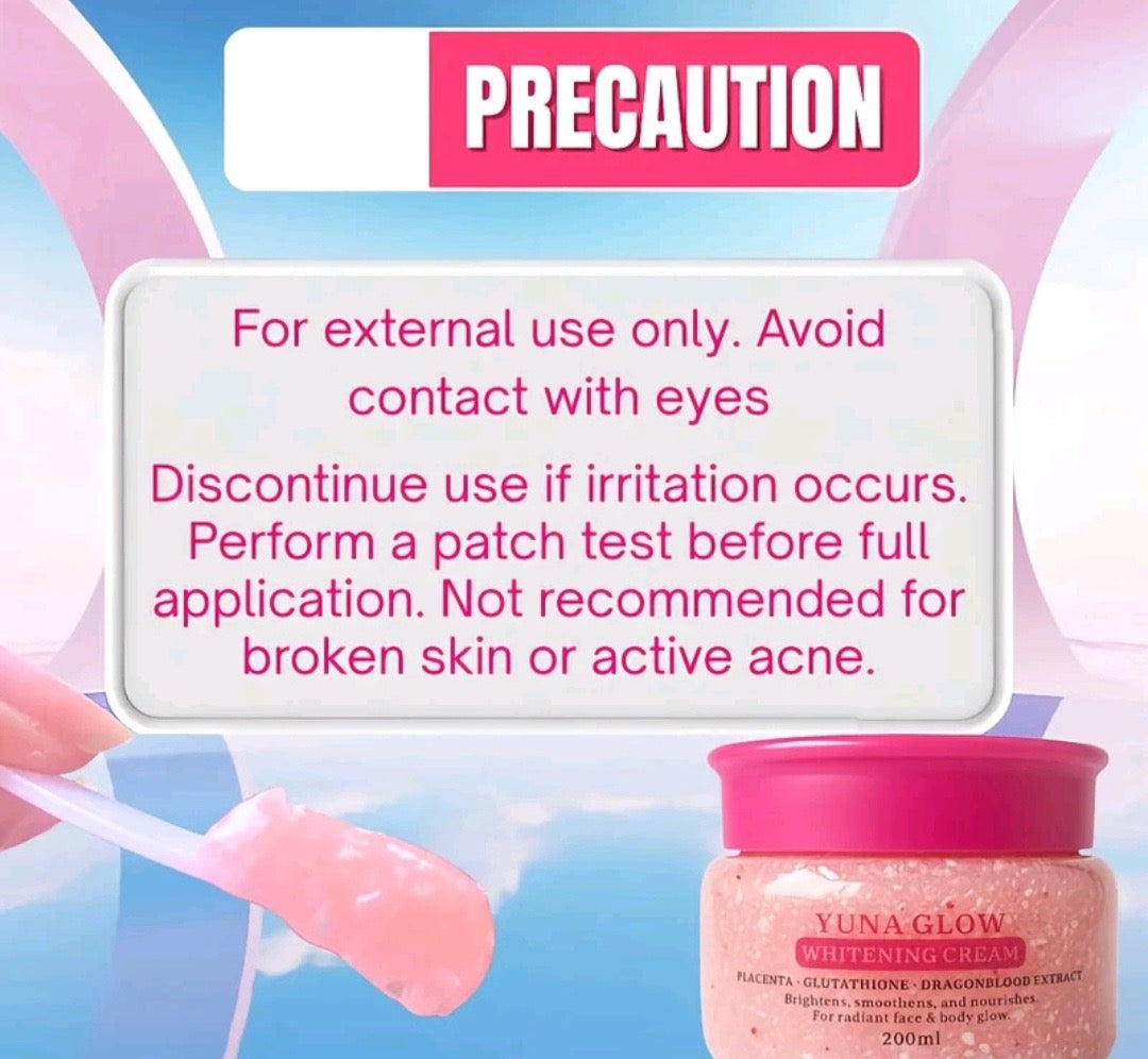 BMRS YUNA GLOW WHITENING CREAM 200ML
PLACENTA + GLUTATHIONE + DRAGON BLOOD EXTRACT