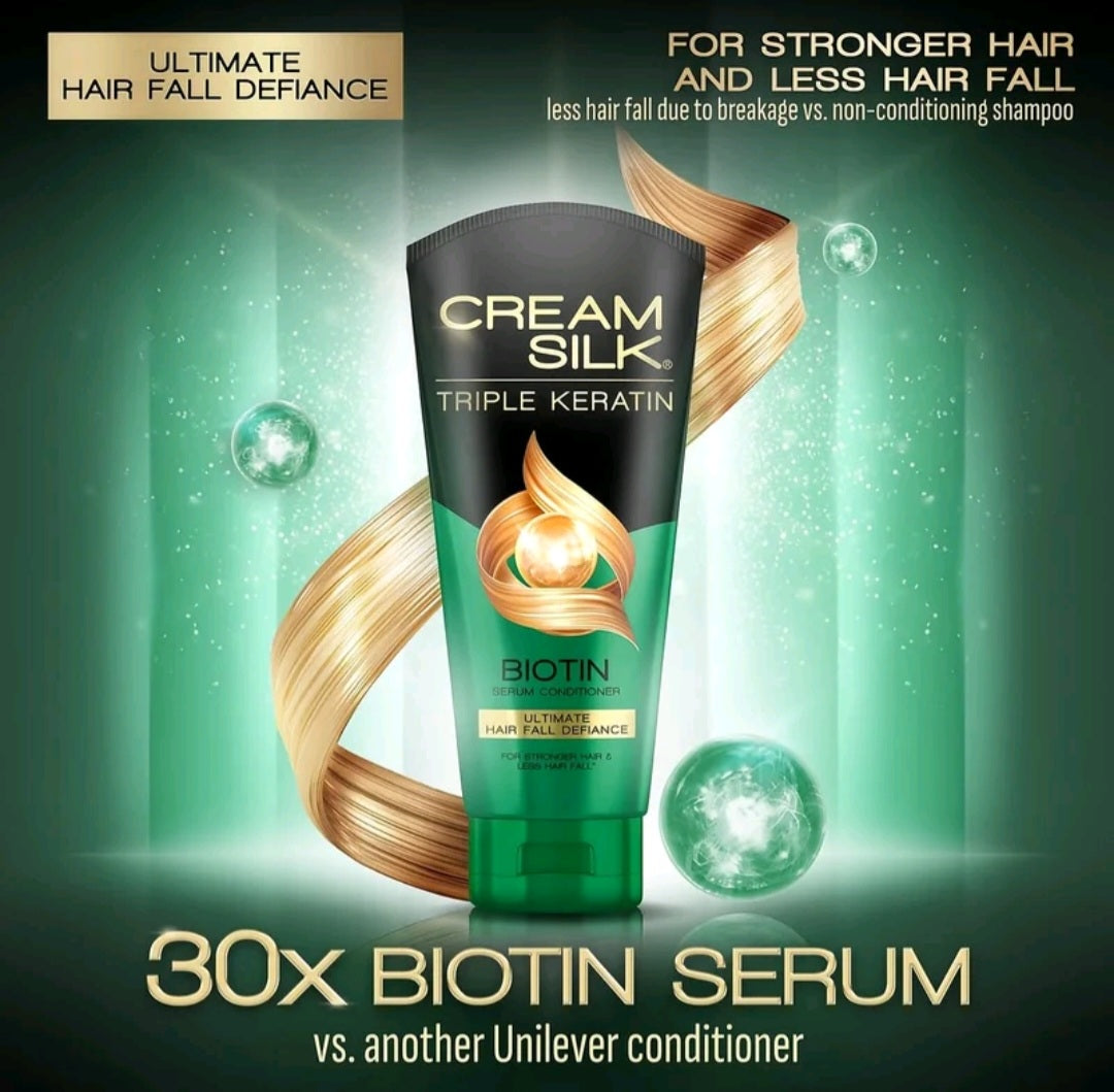 CREAM SILK TRIPLE KERATIN BIOTIN 170MLx24 (GREEN) ULITMATE HAIRFALL DEFIANCE