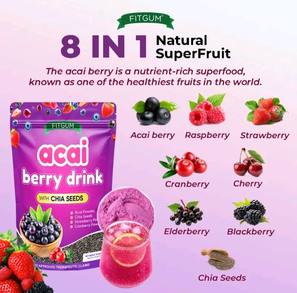 FITGUM Acai Berry Drink
with Chia Seeds 40g
4g x 10-sachets