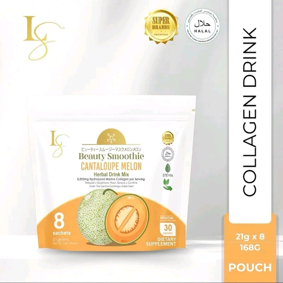 Luxe Slim BEAUTY SMOOTHIE CANTALOUPE MELON Drink Mix 21g x 8-sachets Pouch-Pack 168g