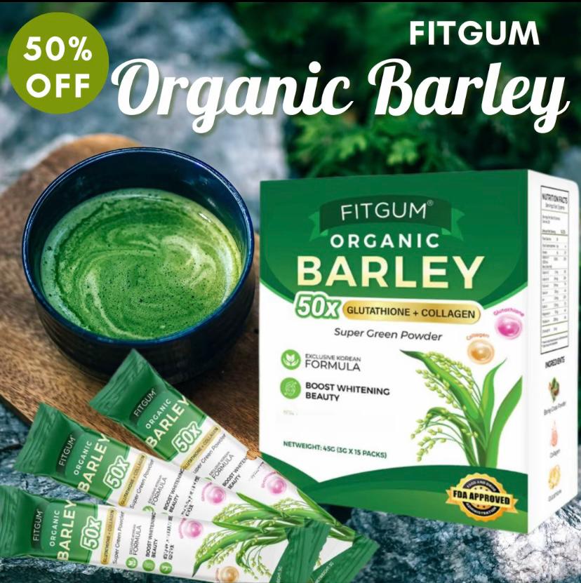 FITGUM Organic Barley SUPER GREEN POWDER 3g x 15 sachets 50X GLUTATHIONE + Collagen
