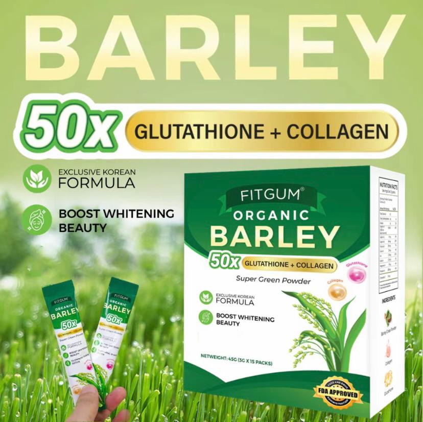 FITGUM Organic Barley SUPER GREEN POWDER 3g x 15 sachets 50X GLUTATHIONE + Collagen