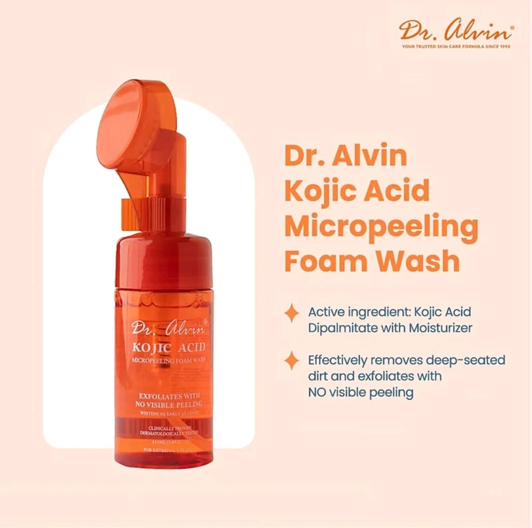 Dr Alvin Kojic Acid
Micropeeling Foam Wash
115ml
Exfoliates with Zero-Peeling