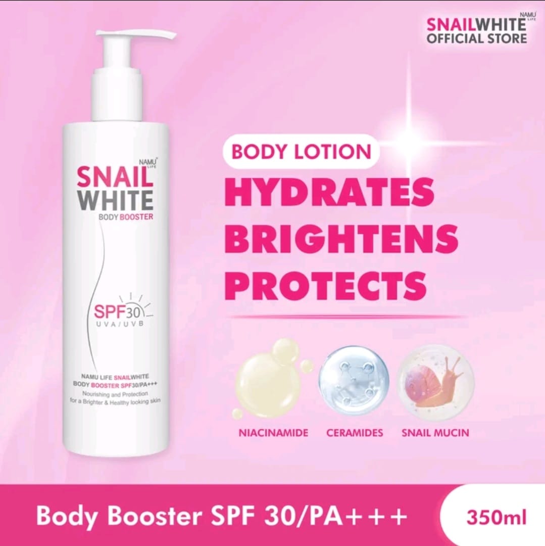 SNAIL WHITE
BODY BOOSTER
350ML SPF30 UVA-UVB THAILAND Namu