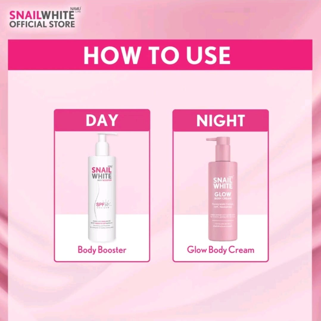 NAMU LIFE SNAIL WHITE
GLOW BODY CREAM 300ML
EXFOLIATE + BRIGHTENS +
FOR DRY SKIN (THAILAND)