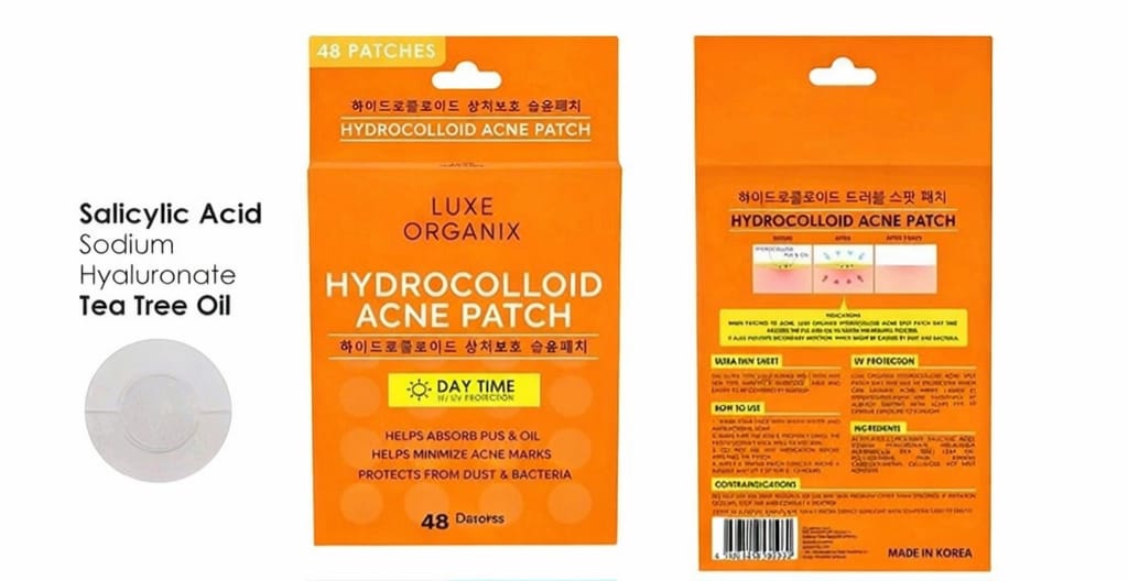 LUXE ORGANIX
HYDROCOLLOID ACNE
PATCHES
48-PATCHES DAYTIME USE
WITH UV PROTECTION
(CLEAR & ULTRA THIN)