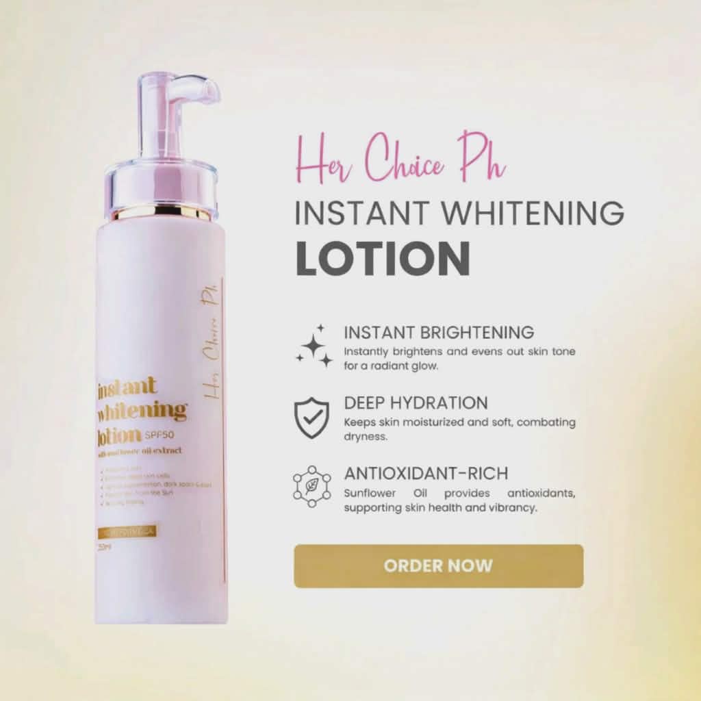 HER CHOICE PH INSTANT WHITENING LOTION 250ML SPF50 WITH SUNFLOWER OIL EXTRACT