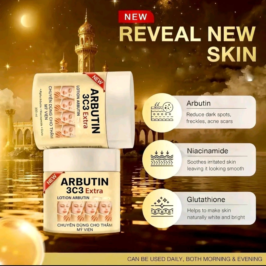 ARBUTIN 3C3 EXTRA WHITENING LOTION 300g
ALPHA ARBUTIN + NIACINAMIDE GLUTA LOTION