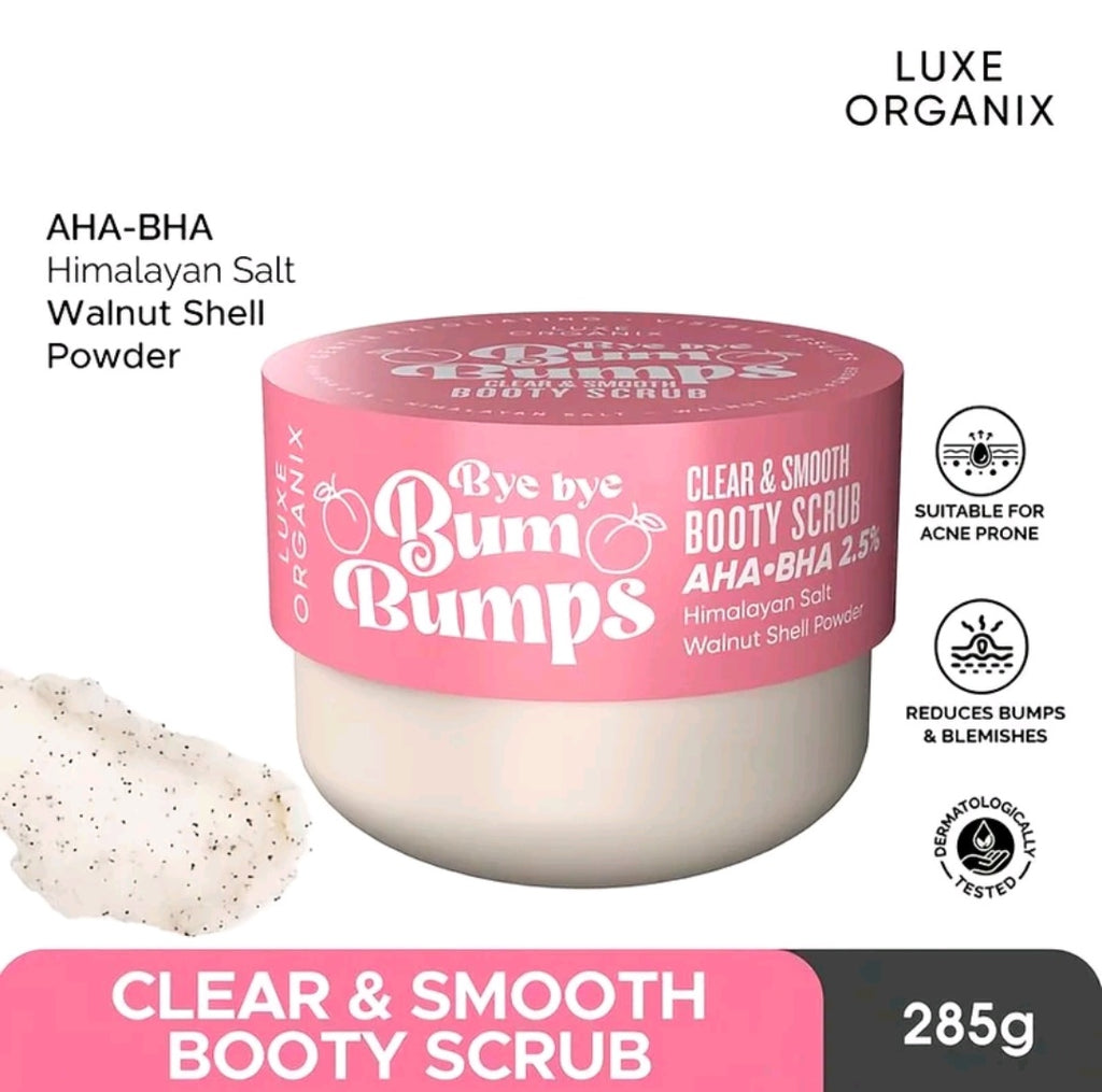 Luxe Organix BYE BYE BUM BUMPS PINK 285g
CLEAR & SMOOTH Booty Scrub