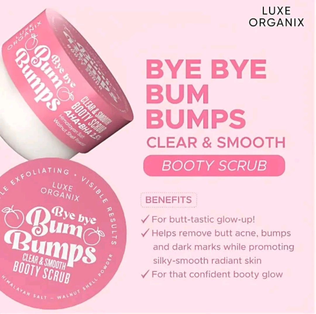 Luxe Organix BYE BYE BUM BUMPS PINK 285g
CLEAR & SMOOTH Booty Scrub