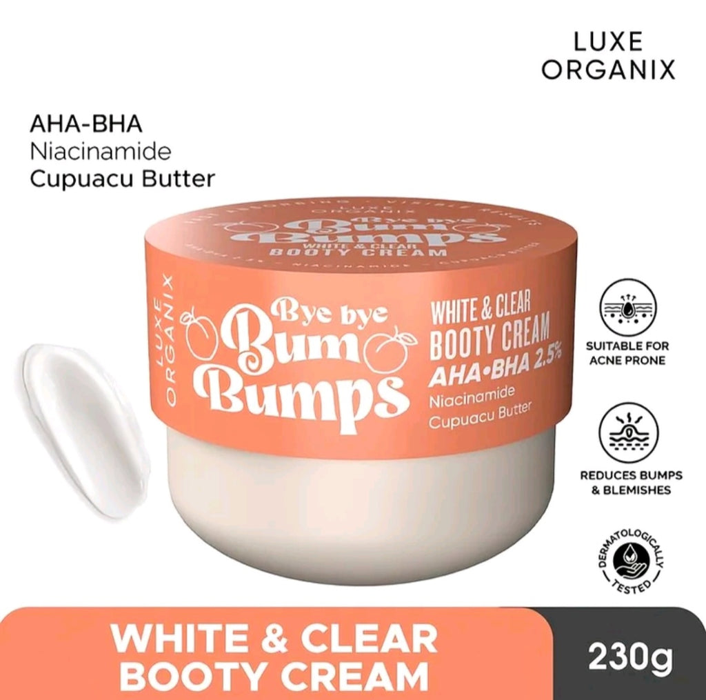 Luxe Organix BYE BYE BUM BUMPS ORANGE 285g WHITE & CLEAR Booty Cream
