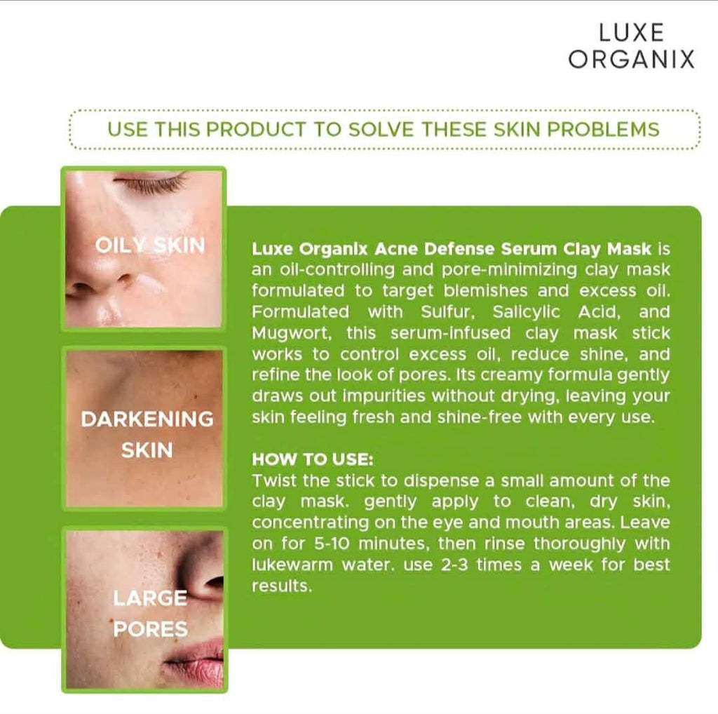 Luxe organix acne defense mugwort clay stick (52g)