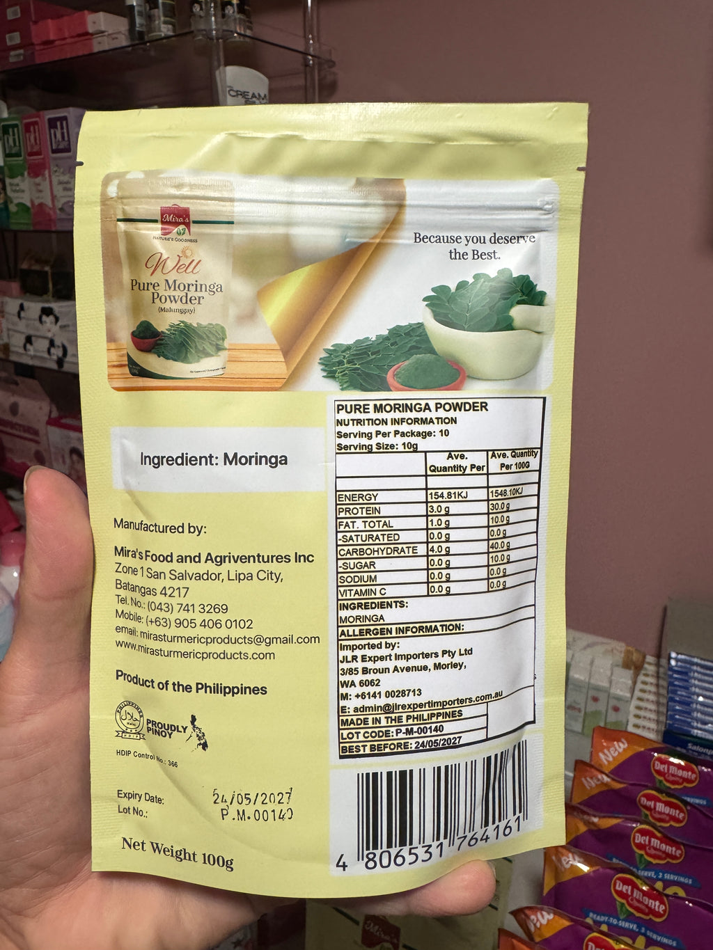 Mira's
NATURE'S GOODNESS
Well
Pure Moringa
Powder (Malunggay) 100g