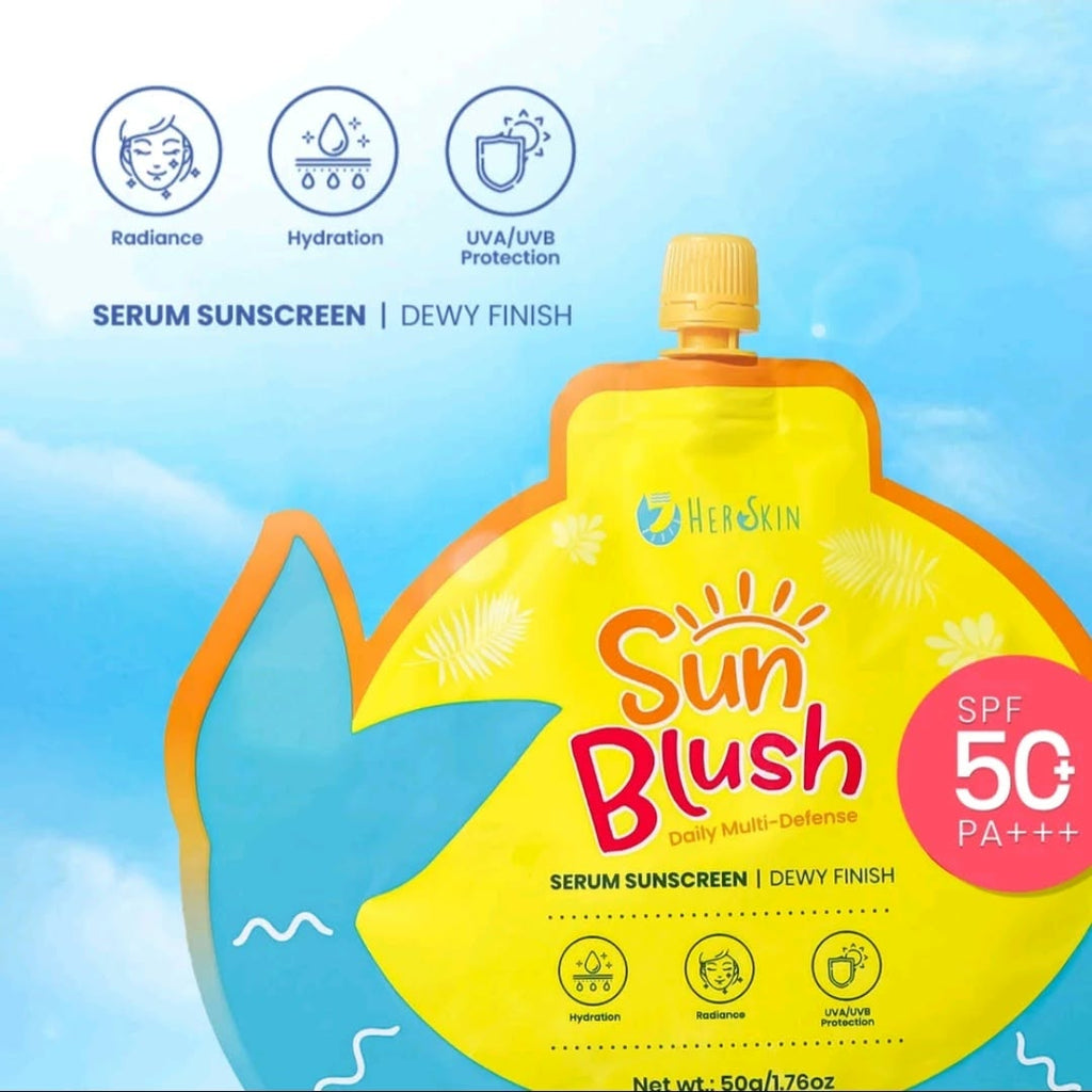 HerSkin Sun Blush Daily Multi-Defense Serum Sunscreen (SPF 50+ PA+++), a 50g