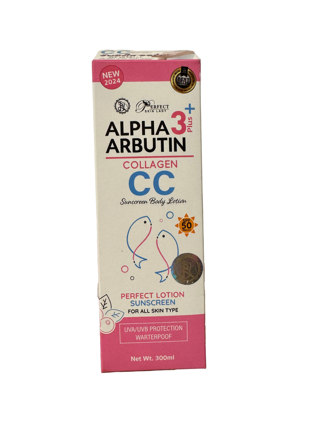 Perfect Skin Lady Alpha Arbutin 3Plus+
Collagen CC Sunscreen Body Lotion
SPF50 PA++ 300ml.
Waterproof UVB/UVA